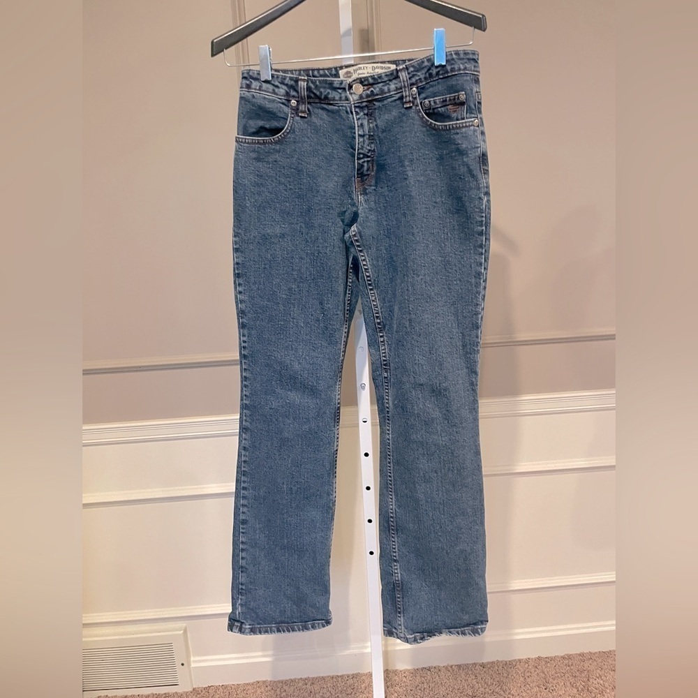 Harley Davidson vintage 90s denim women's jeans 6 bootcut wide leg Mom mid rise